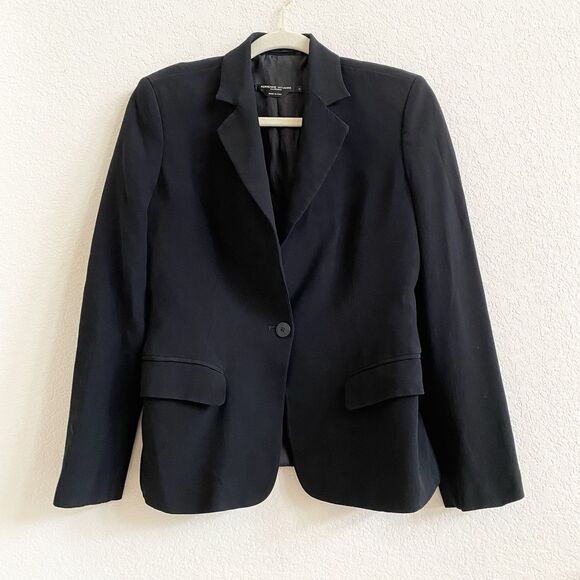 Adrienne Vittadini Womens Blazer Size 8 Black Structured Career Made Italy Lined - Picture 6 of 12